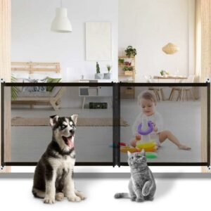 Pet Barrier Folding Breathable Mesh Net Dog Separation Guard Gate Isolated Fence Enclosure Kids Dogs Safety Door