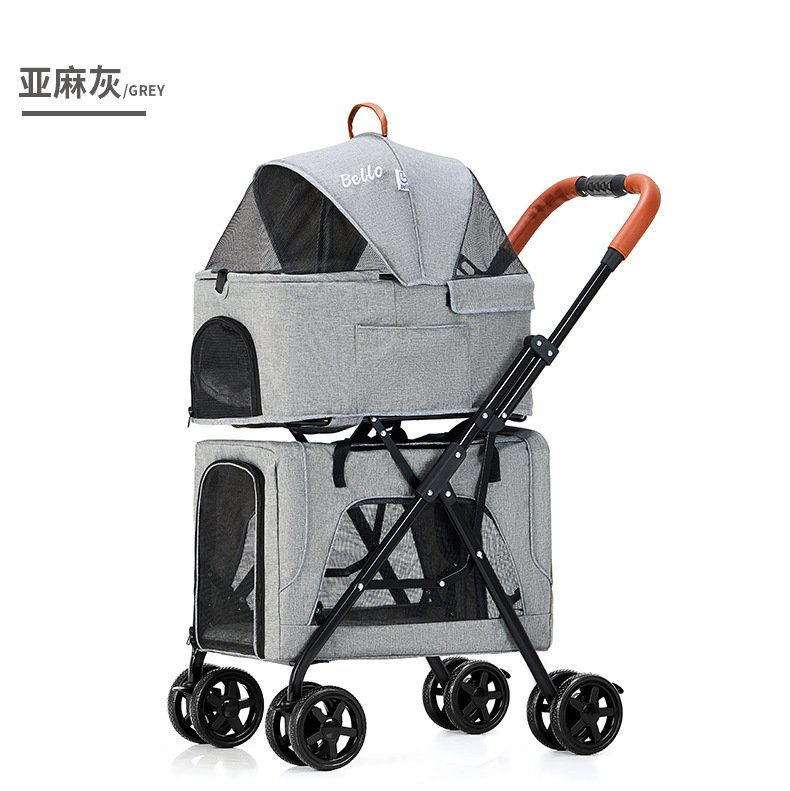 Portable Doublelayer Pet Stroller For Dogs And Cats Detachable Travel Carrier Kennel Ideal For Shopping - 9 Portable Doublelayer Pet Stroller For Dogs And Cats Detachable Travel Carrier Kennel Ideal For Shopping - 9