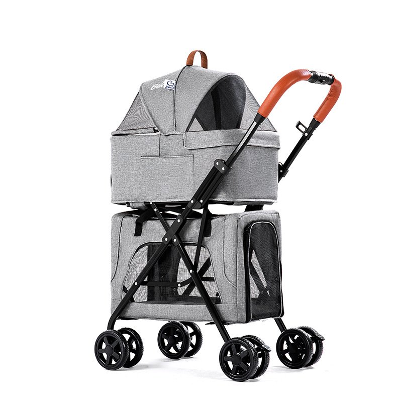 Portable Doublelayer Pet Stroller For Dogs And Cats Detachable Travel Carrier Kennel Ideal For Shopping - 10 Portable Doublelayer Pet Stroller For Dogs And Cats Detachable Travel Carrier Kennel Ideal For Shopping - 10